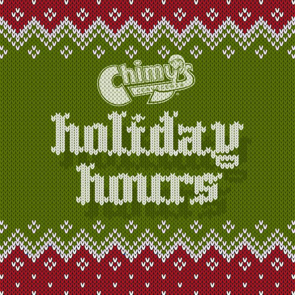 Chimys_'s tweet photo. We will be closed Christmas Eve, Christmas Day and the 26th, so that our employees can have time to spend with their families. We plan on re-opening the 27th at 4 PM. Merry Christmas and Happy Holidays to ya'll! https://t.co/DKoqaw4Jd6