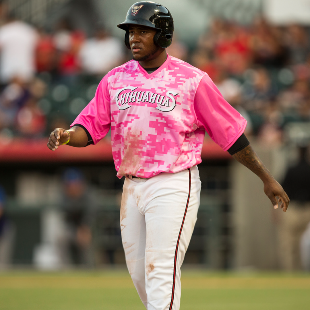 pink baseball uniform