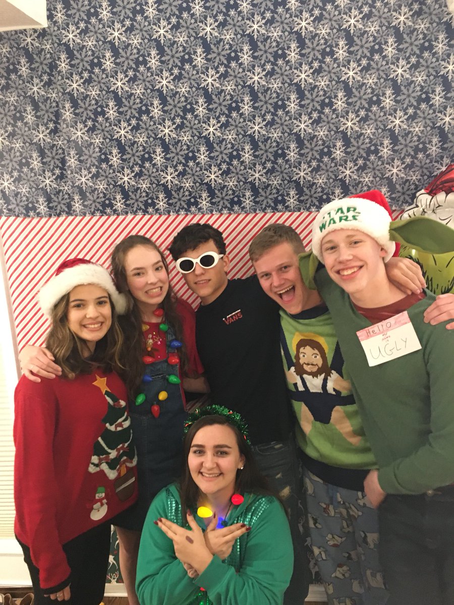 A snapshot from our Ugly Sweater Dip-off Thespian Event last night! Congrats to Dora Jolivet for winning ugliest sweater, and Julia Perfili for best dip! Happy Holidays Hawks! ⭐️