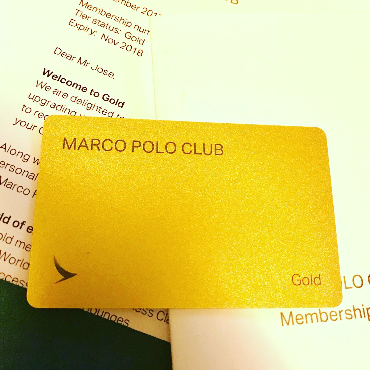 Welcome to Gold. Thank you <a href="/cathaypacific/">Cathay Pacific</a>. #lifewelltravelled  #cathaypacific #cathaypacificairways #marcopoloclub #OneWorld #moreperks #jsjoseadveture