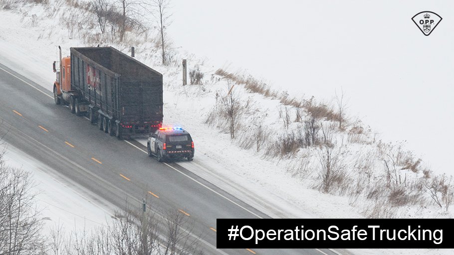 OPPCommissioner's tweet photo. #OperationSafeTrucking (Dec. 11-15, 2017) #OPP stopped nearly 3,500 transport trucks and laid 1,836 charges. 223 charges laid for #distracteddriving, 71 unsafe trucks taken out of service with help of MTO. Many safe truckers seen on the road. #CMVSafety https://t.co/7YQ7Dao3O6 https://t.co/kGBzJspzrm