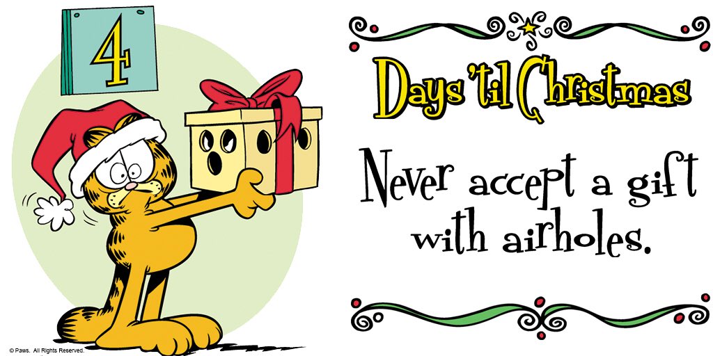 Garfield's tweet photo. Important tip. #Christmas2017 #ChristmasCountdown #christmascountdown2017 https://t.co/wzDdDBbwa8