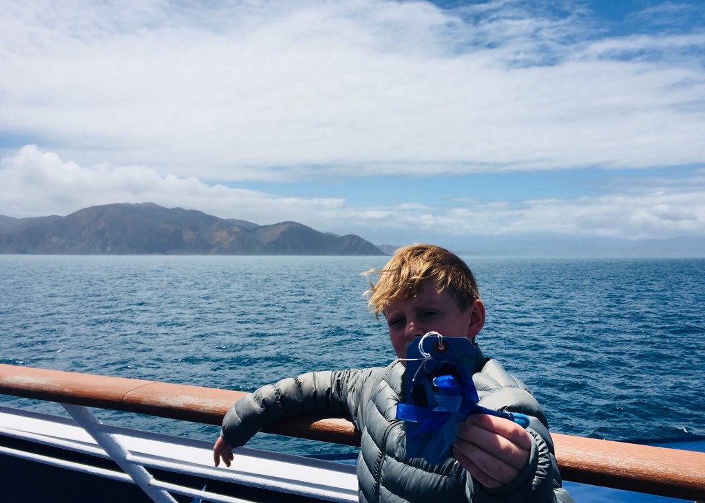 LimeEstelle's tweet photo. We are sailing! #sybilontour is headed for Wellington across Cook Strait. Soon we’ll be arriving in the North Island of New Zealand. #houndsforhuntingtons @hda_tweeting https://t.co/aEG6cz1OAE