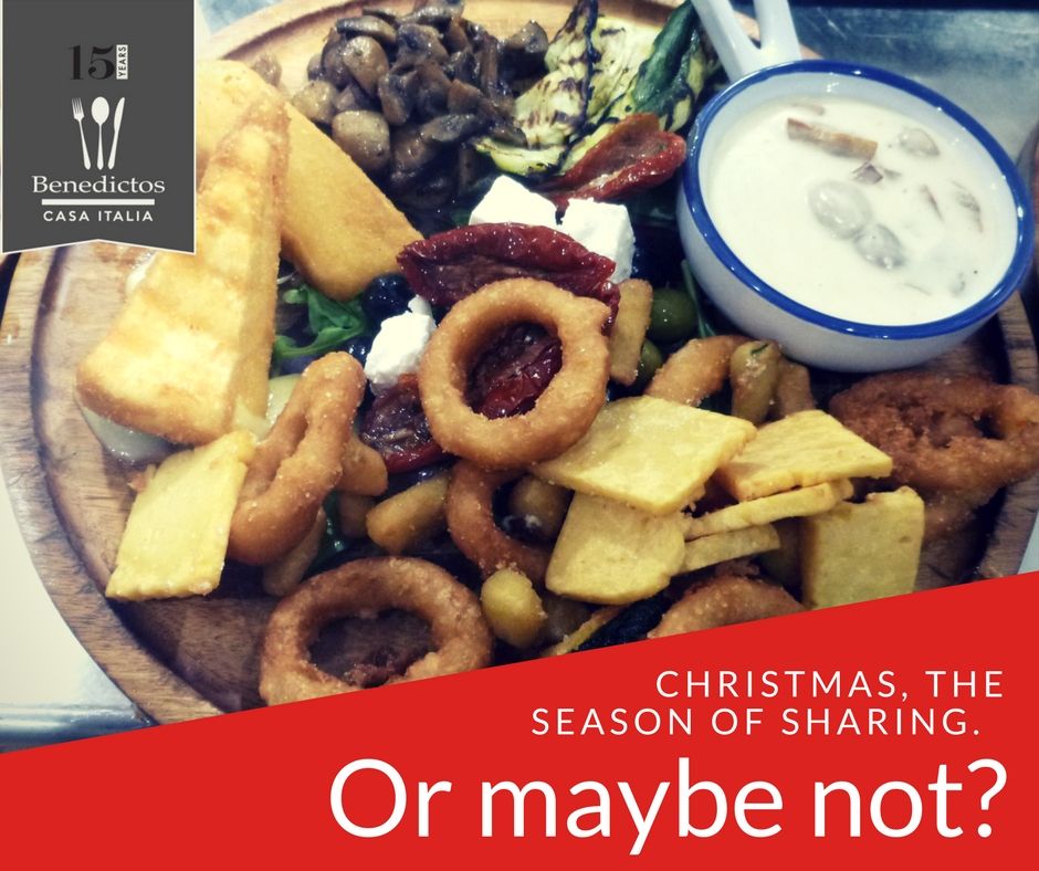 Christmas is the time for sharing, our MISTO VEGETARIANO is a fantastic sharer board for 2, or if you are feeling particularly peckish maybe one!.  Featuring: Italian cheese, deep-fried Brie, panelle (chickpea frittas), blue cheese mushrooms, onion rings and artisan breads.
