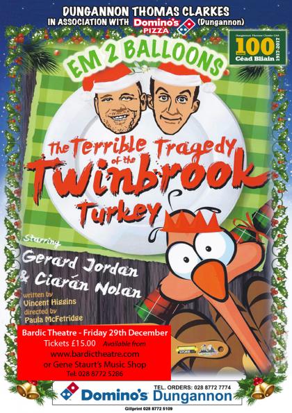 DgnClarkeGFC's tweet photo. From the same team that brought you the sell-out 2016 comedy Deck the Halls, join this hilarious duo for another year of seasonal shenanigans. 
Tickets available from; https://t.co/dyPFm80CMZ or by telephone 028 8772 5286 or in person at Stewart's Music Shop, Irish Street. https://t.co/vI7delz73S