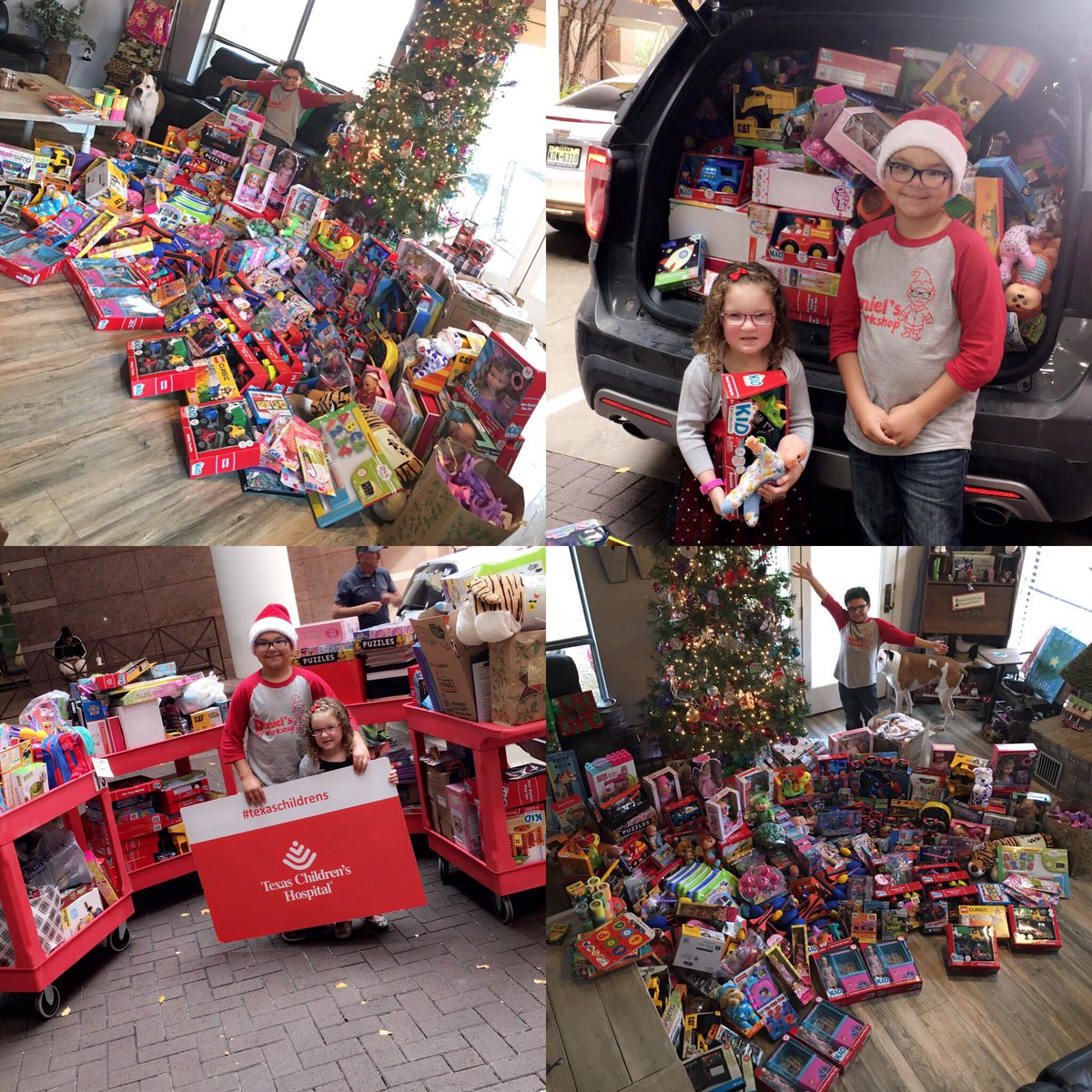 megand86's tweet photo. Daniel made his big delivery today to @TexasChildrens! I love his huge heart and love to help others! He knows the real meaning of Christmas! We would like to thank each &amp; everyone that donated and all the love! We are so blessed to help so many kiddos @abc13houston @Fox26Houston https://t.co/gPRtfevq7c