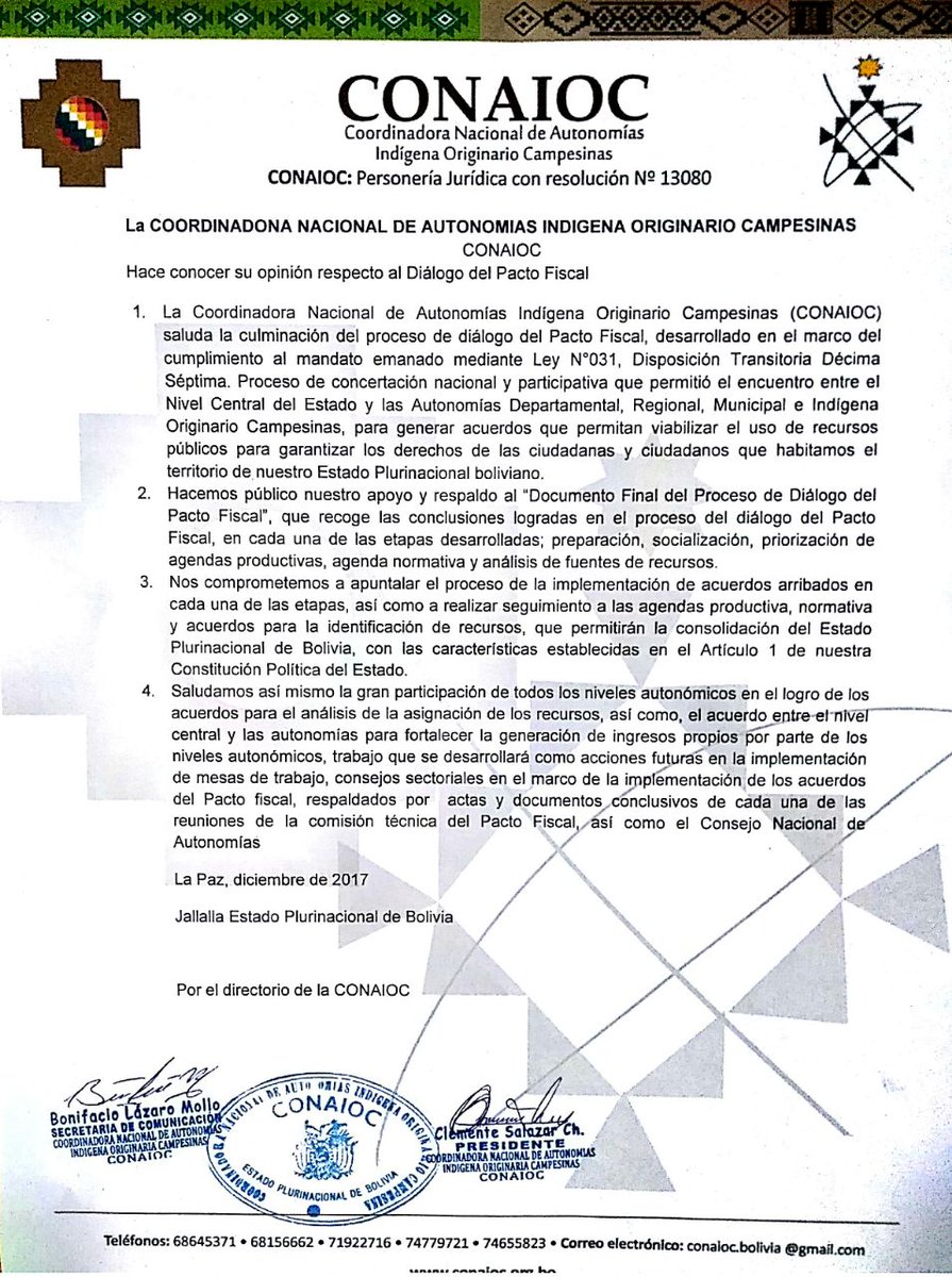 HugoSilesNdelP's tweet photo. #PactoFiscal
Comparto el pronunciamiento de la #CONAIOC que se compromete, entre otros, a implementar los acuerdos de cada etapa del pacto, a hacer seguimiento a las agendas productivas y sociales e identificar los recursos para la consolidación del #PactoFiscal. https://t.co/ZpbAyZJG1M