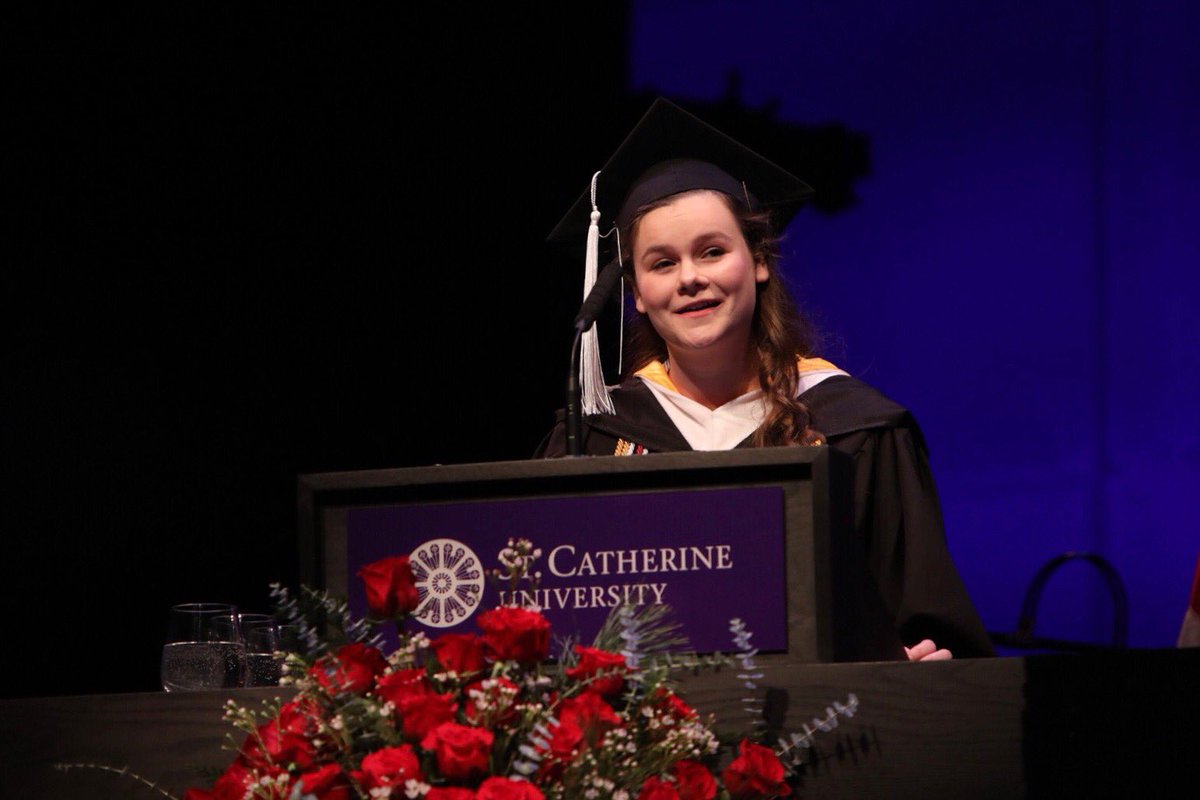 st_kates's tweet image. “We should not be afraid to be leaders in this world because we stand on the shoulders of the St. Kate’s community, past and present. We can rely on them for help, guidance and examples of leadership.” - Sarah Sullivan ‘17 to fellow graduates. #StKatesGraduation