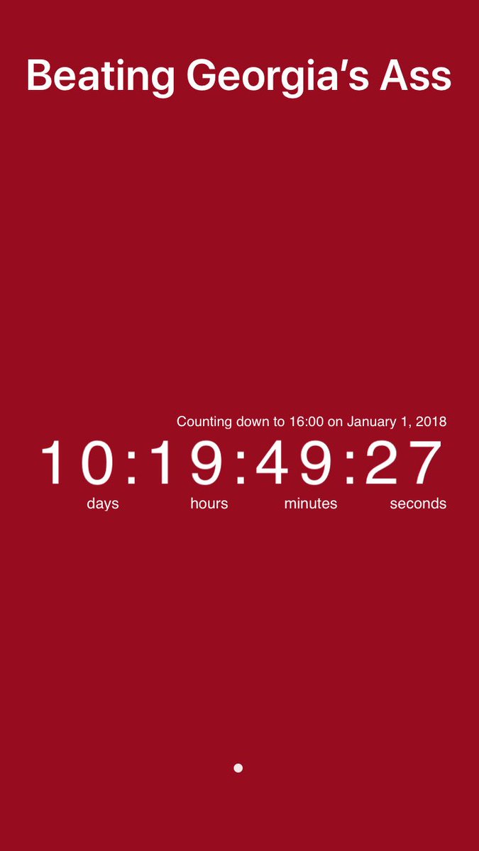 CrimsonSports1's tweet photo. 10 days and 19 hours remaining until Beating Georgia’s Ass #TZeroApp https://t.co/2cyKLePn7b