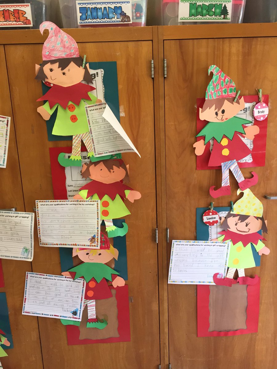 highlandsfirst's tweet photo. The elves we made holding the Elf Applications we wrote to work in either the Toy Workshop, Bakery or Gift Wrapping...#teamhighlands https://t.co/HSQPWCk6pk