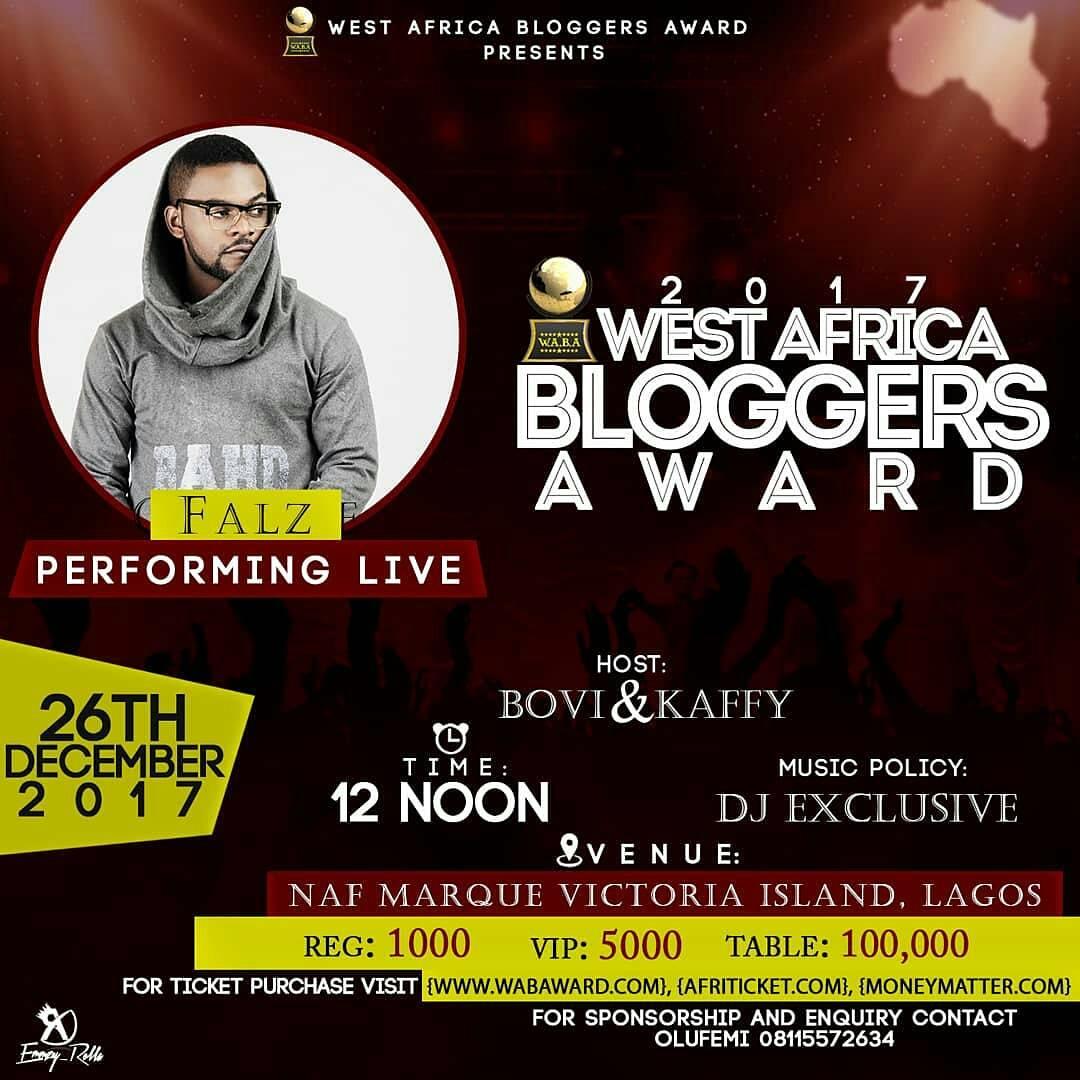 wethesultans's tweet photo. We bring the 🔥🔥 down on stage as we perform at the "West African Bloggers Award" on the 26th of Dissemba..

Go get your tickets ASAp
Limited seats available tho
Regular 1k, VIP 5k, Table 100k
Cc @WABA2017 
@olamide_YBNL 
@falzthebahdguy 
@iam_smalldoctor 
@oc_thegod https://t.co/TiHW9y1ARL