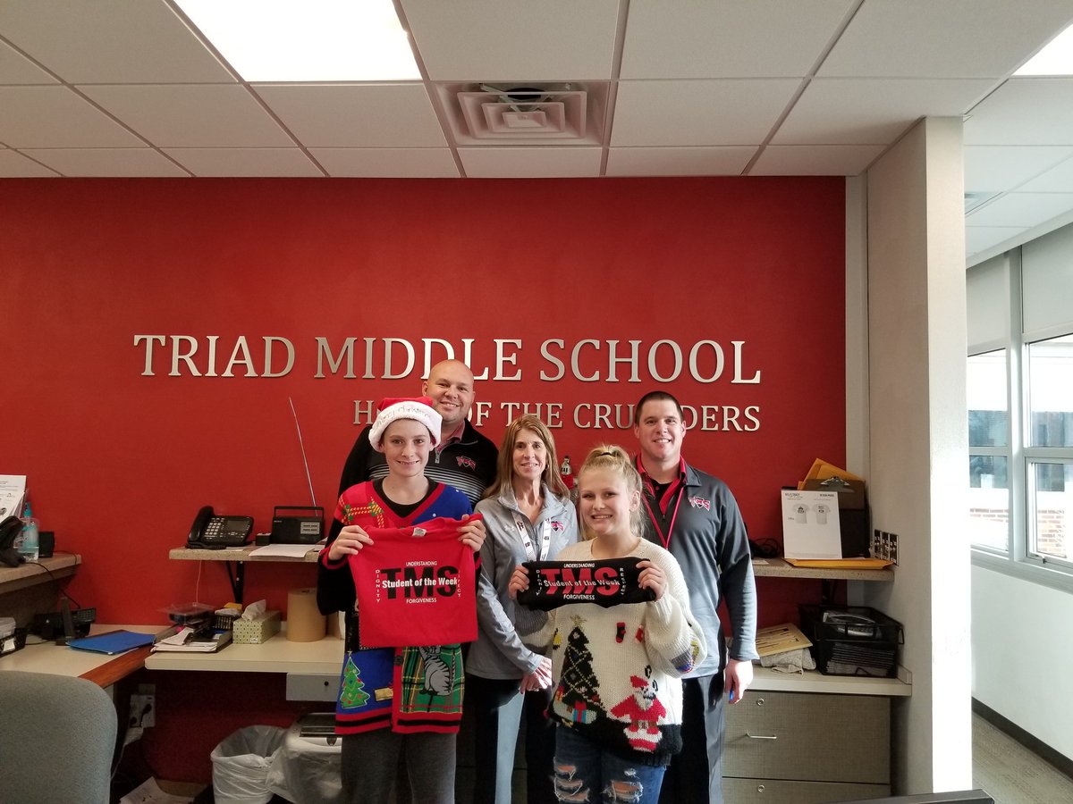 noyesmatters's tweet photo. Congratulations to our @TMSCrusaders students of the week, Ben &amp; McKenna! #leaders #triadproud #UglySweaterDay @mjch_foundation #CTABF https://t.co/pD8MaFpNSJ