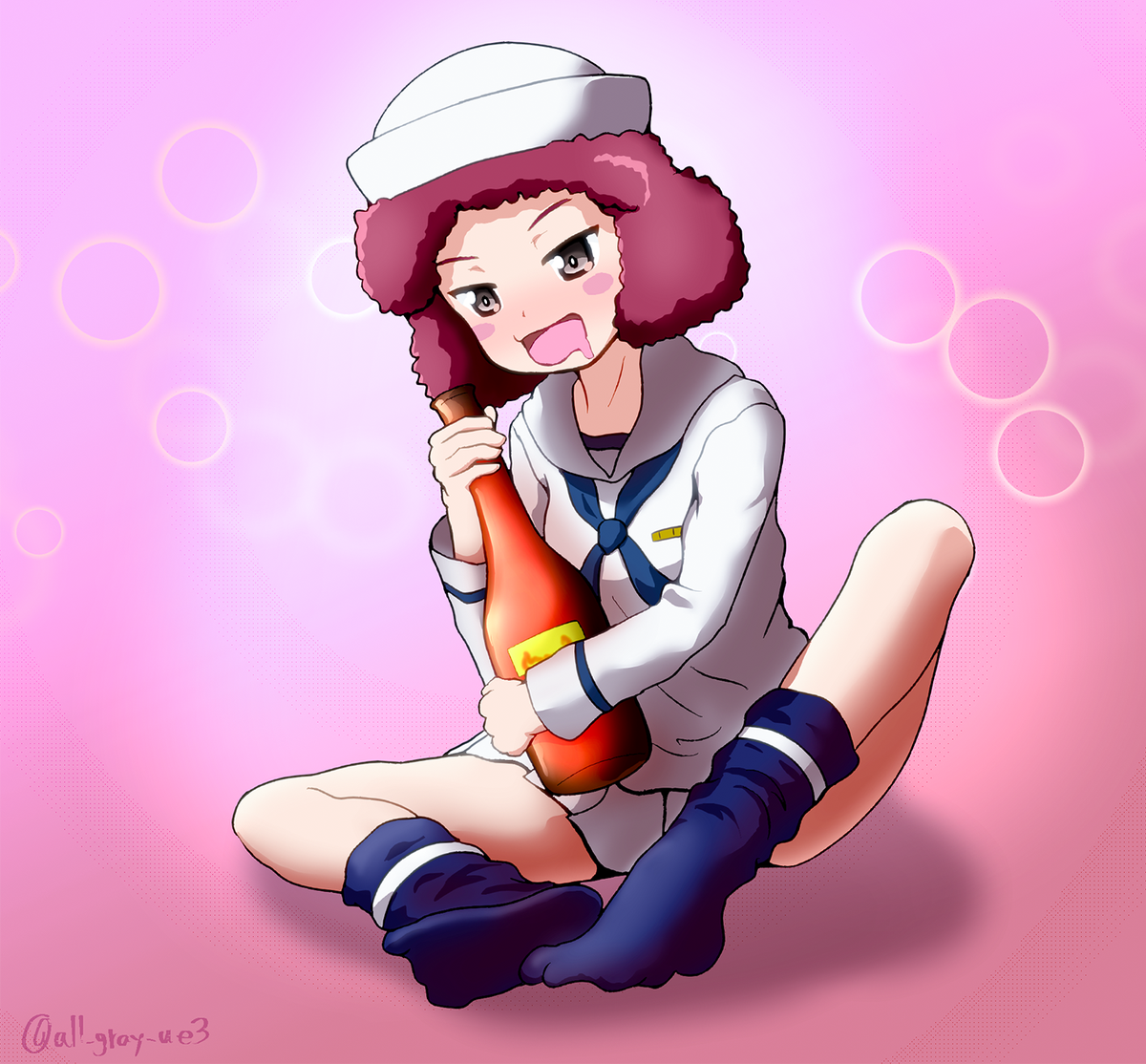 灰色服のプリン ガルパン総合アカウント 寝る前に描いた酔っぱらいラム これでサメさんチームは一通り描いたぜ