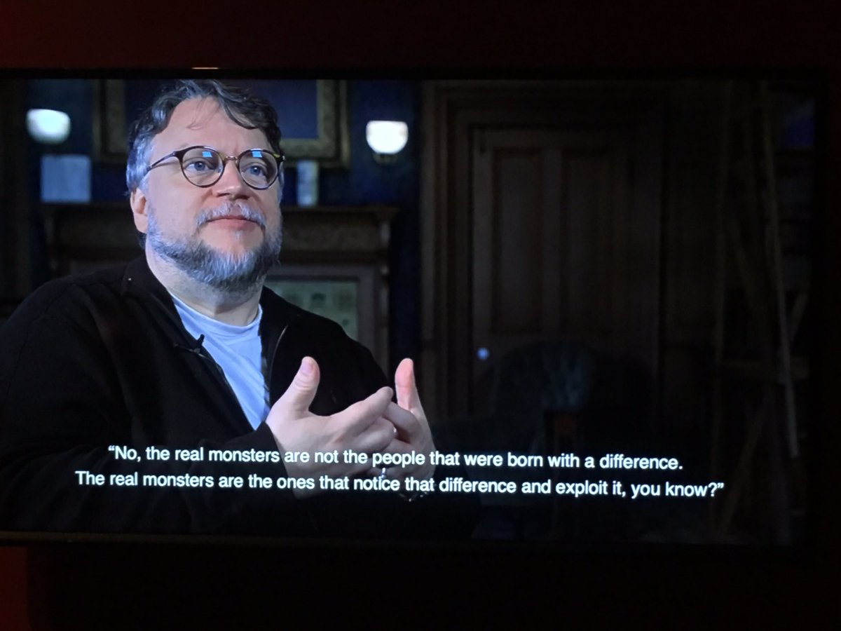 grenyk's tweet image. This is why I am so inspired by @RealGDT and his films. Such kindness and humanity in this man. See #ShapeOfWater, and if you can, see his exhibit @agotoronto.