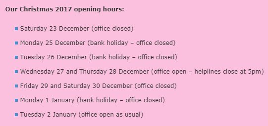 Need to get in touch over the Christmas period? These are the times we’ll be here to answer your calls, emails and social media posts.

Remember you can get our complaint processes started at any time by using our online form here ow.ly/R7ge30hob29