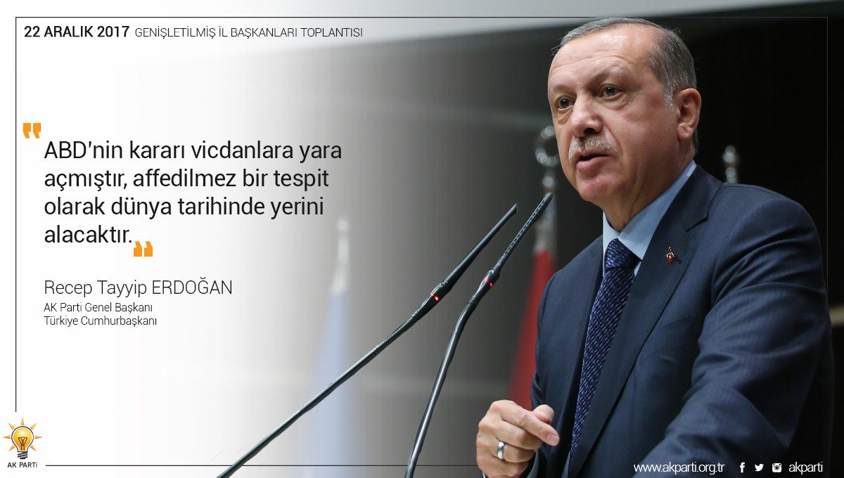 "ABD’nin kararı, affedilmez bir tespit olarak dünya tarihinde yerini alacaktır." <a href="/Akparti/">AK Parti</a> @RT_Erdogan <a href="/HasanAngiHA/">Hasan Angı</a>