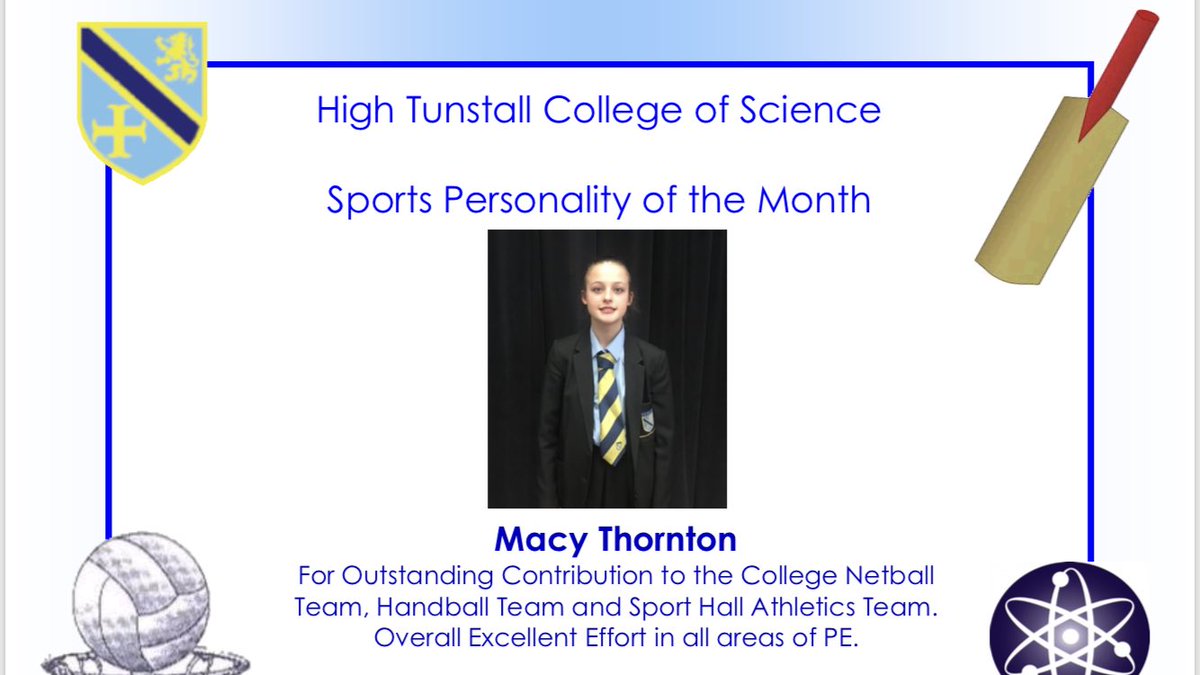 HighTunstallPE's tweet photo. Decembers Sports Personality of the Month awarded to Matthew Ward and Macy Thornton!! 

Well done💙💛 https://t.co/vTd42ZmRAh