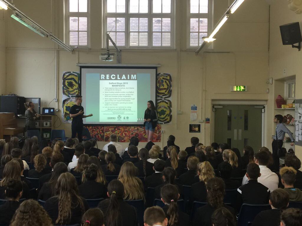 RECLAIMproject's tweet photo. Our young people's facilitation skills have continued to impress this year, here they are presenting to young people in Port Talbot, and KPMG interns #RECLAIM2017 https://t.co/Ivnn5XBNpn