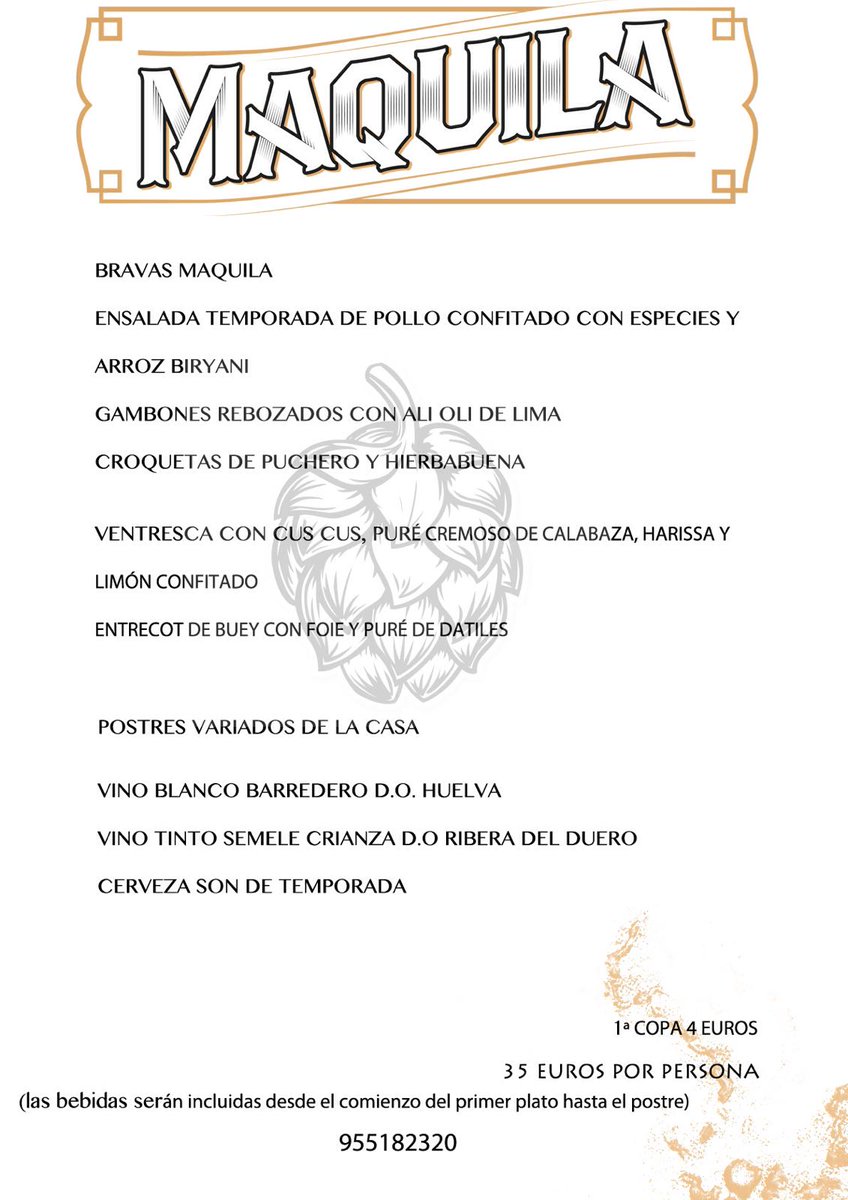 MaquilaBar's tweet photo. Buenos días, maquileros. Aún estáis a tiempo de disfrutar de nuestros menús de #Navidad. ¡Consúltanos! https://t.co/tcN2emCaTY