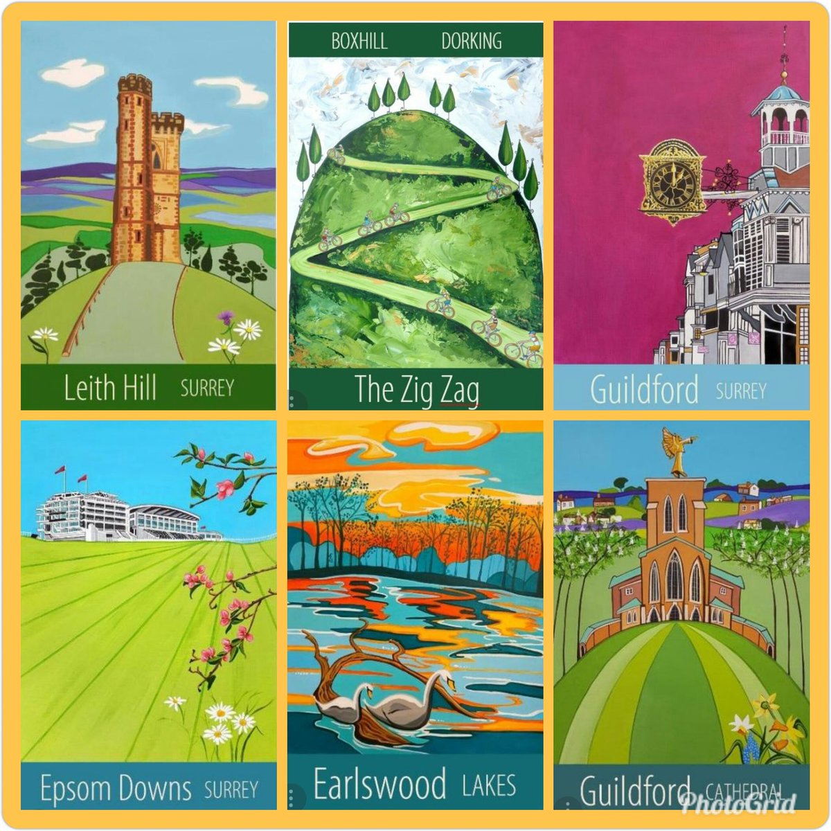 MEO_Surrey's tweet photo. #Museum30  Day15 Piece of art. I'm really fond of these  interpretations of familiar Surrey places by local artist @artistsusiewest (always near)#surreymuseums https://t.co/hxWCOGlN1m