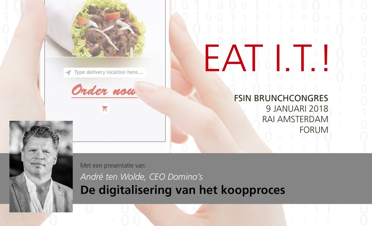 André ten Wolde (CEO bij Domino's) deelt visie tijdens het FSIN Brunchcongres 2018 over #toekomst digitalisering van het #koopproces in #FoodService markt bit.ly/2AcadDu