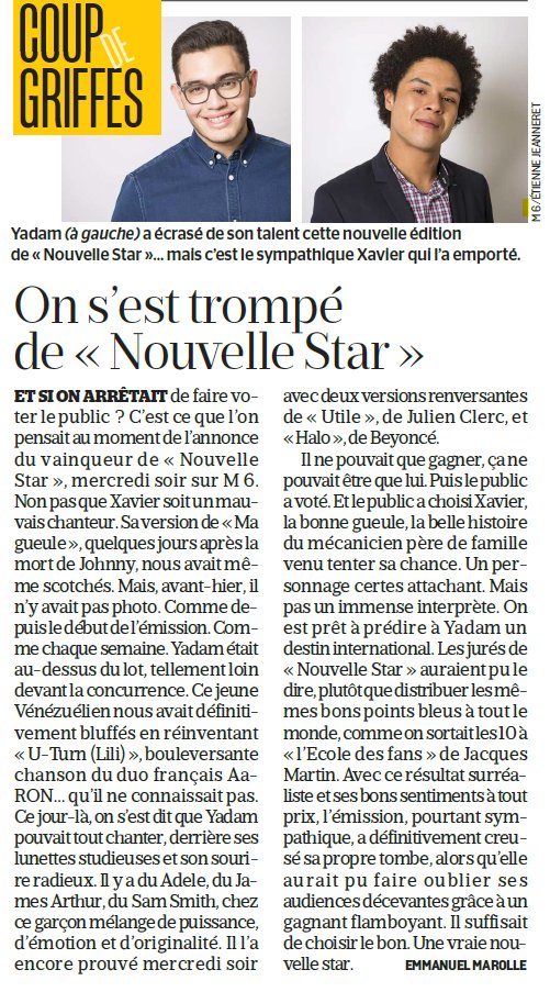 Nouvelle Star (Saison 13) -  Presse DRoDP20W0AAIdMP