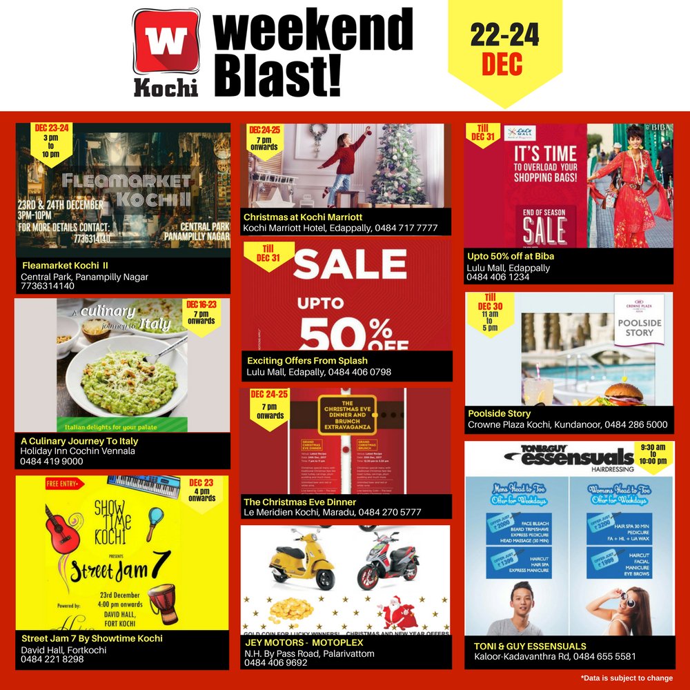 WtzupCity (@wtzupkochi) on Twitter photo Wtzup this Weekend!
<a href="/LeMeridienKochi/">Le Meridien Kochi</a> <a href="/kochimarriott/">Kochi Marriott Hotel</a> <a href="/CPKochi/">Crowne Plaza Kochi</a> <a href="/HI_cochin/">Holiday Inn Cochin</a> <a href="/LuLu_Mall/">LuLu Malls India</a>
Log onto wtzupcity.com to know more
#events #offers #wkochi #foodfest Wtzup this Weekend!
<a href="/LeMeridienKochi/">Le Meridien Kochi</a> <a href="/kochimarriott/">Kochi Marriott Hotel</a> <a href="/CPKochi/">Crowne Plaza Kochi</a> <a href="/HI_cochin/">Holiday Inn Cochin</a> <a href="/LuLu_Mall/">LuLu Malls India</a>
Log onto wtzupcity.com to know more
#events #offers #wkochi #foodfest