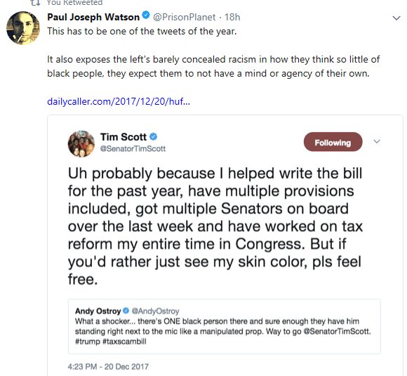 ChrissiBGood's tweet photo. @AndyOstroy @SenatorTimScott Andy Ostroy's original, demeaning, racially divisive tweet about Senator Tim Scott to which the Senator clapped back with a major smackdown!
I bow down to Senator Scott for his skilled use of the english language to take down #AndyOstroy !π
#IIOA #TaxReform https://t.co/nJMadKv4l0