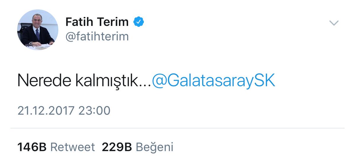 Fatih Terim'in attığı 'Nerede kalmıştık' tweeti, Twitter ...