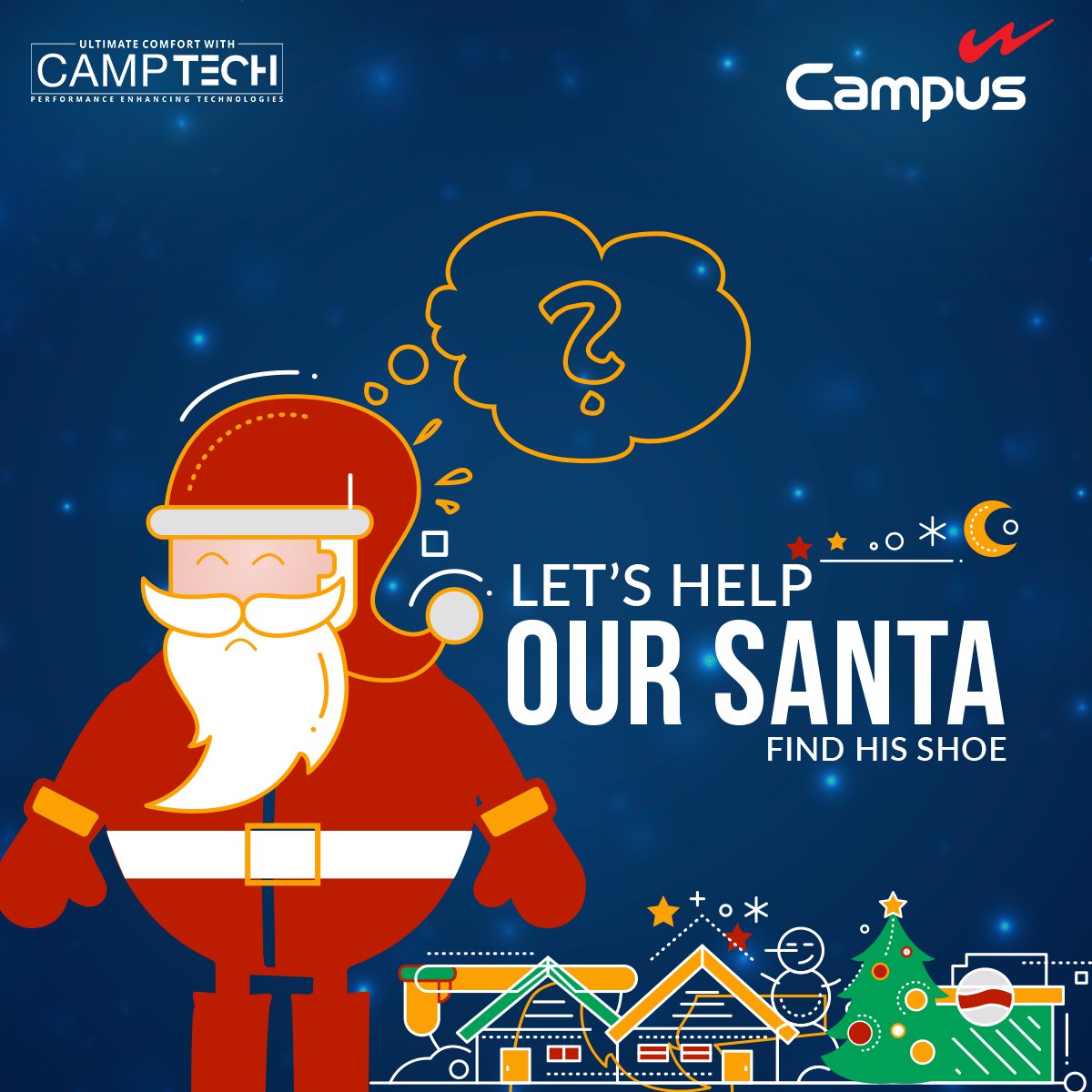 Our beloved Santa has somehow lost his shoes. Which #Campus shoe would you like to suggest him this #Christmas & Why? Share your answer in the comment section below to win big. Refer our Website to know more : goo.gl/yrhLeZ #ContestAlert #ChristmasWithCampus #Contest