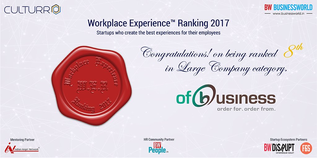 WER2O17's tweet photo. Congratulations to @ofbusiness_com on being ranked 8th in @WER2O17 Large company category @BWBusinessworld @BWPeopleIn @BwDisrupt 
@ianetwork @f6s  https://t.co/CokheKaX0s https://t.co/dN7GGpipEG