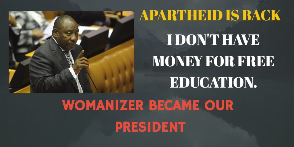 MotsetaVictor's tweet photo. #Ramaphosa We know that you have lots of money for bribing, corruption, and for bad things but you don't have money for free education, and welfare of SA. This shows that you are a selfish person who never think about SA people. you lost your dignity. #ANC54 #ANCdecides2017 https://t.co/9w1ySCQK20