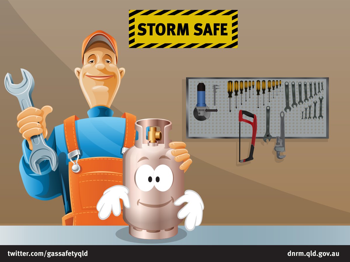 GasSafetyQld's tweet photo. #StormSafe tip: It’s a good idea to your gas cylinders (and all your gas &amp; refrigeration equipment) checked by a licensed gas fitter or other technician before using them again. #gasguy #tip #getready https://t.co/qtKOHMBfr2 https://t.co/yDTvg8Wqf8