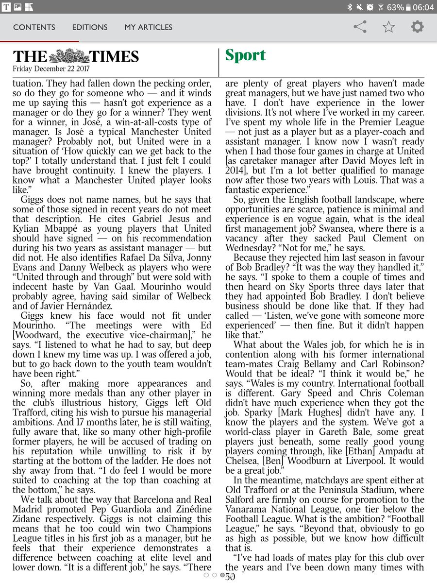 writtenoff_mufc's tweet photo. Ryan Giggs interview in the Times when he talks about LvG, Mourinho and how he wanted to keep Evans, Rafael and Welbeck. He also urged United to sign Mbappe and Jesus https://t.co/PfvAheyZrv