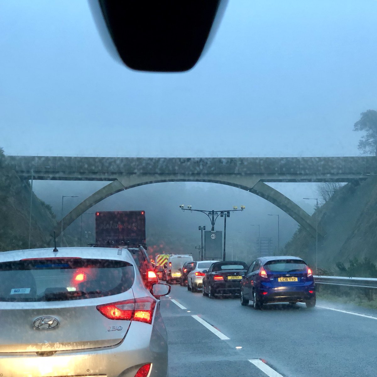 08:20am Hindhead Tunnel closed both lanes towards London, queues building...