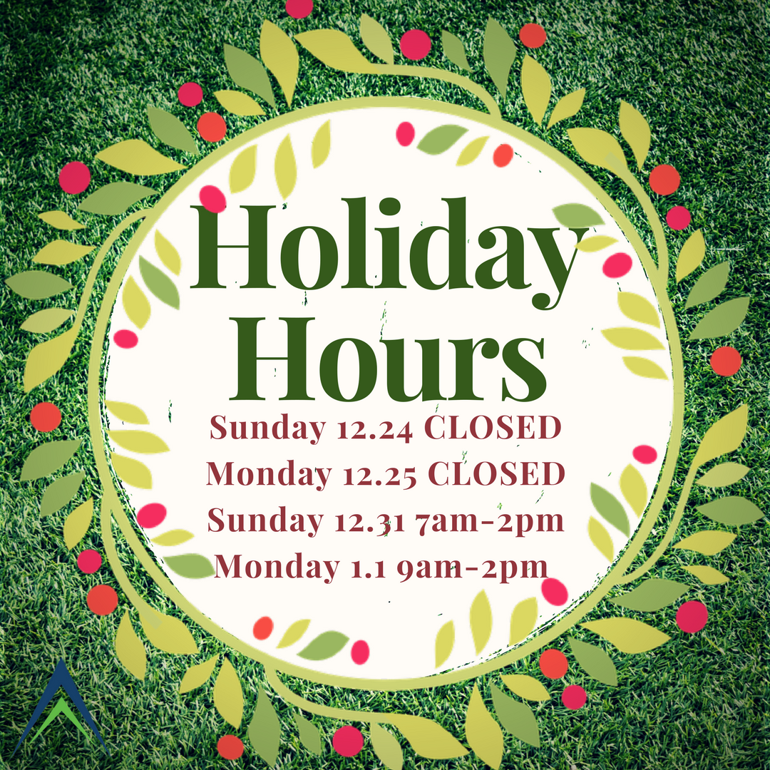 Happy Holidays from our family to yours! Be sure to note our Holiday Hours for the coming weeks!