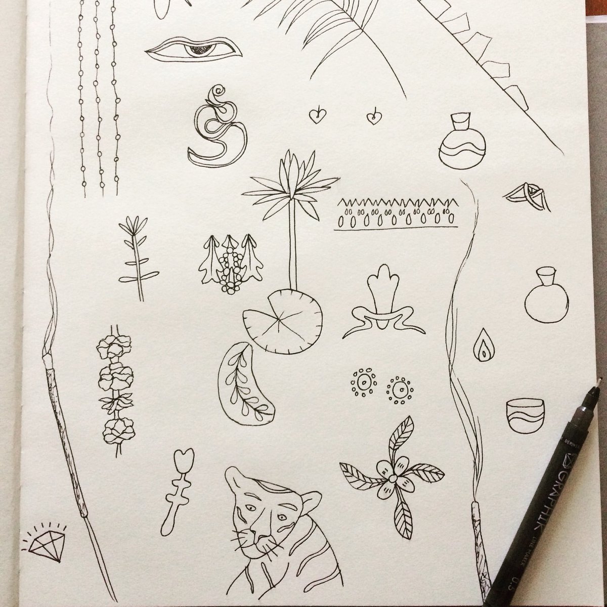 8eardedSquirrel's tweet photo. Sketches from Nepal photos🇳🇵
#nepalinspiration #sketches #sketchbook #illustrator #artist #freelancer #freelancelife #designer #penandink #tiger #buddhaeyes #incense #flowers #pottery #temples #beetles #architecturepatterns #garlands #momos #waterlily #diamond #leaves #drawing https://t.co/Ti4wZBfJRR