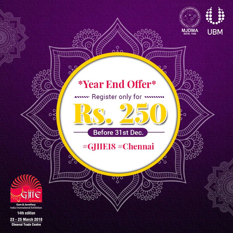 JeweleryInforma's tweet photo. Don't worry about the long #weekend coming to an end, we have you an offer you can't resist. Join us at #GJIIE18, #Chennai at only Rs 250.

#RegisterNow - https://t.co/3hTBxjCeLS

#Jewellery #Exhibition #GJIIE #Register #Offer #India #UBM https://t.co/tDkxvMIPkD