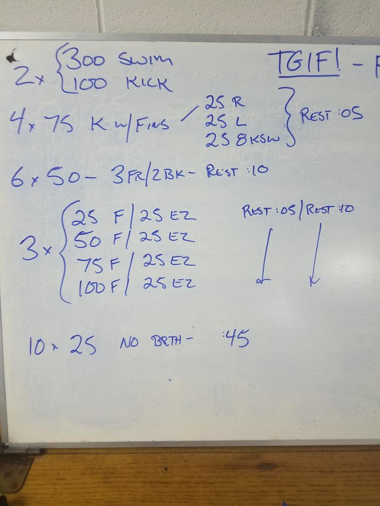 SwimCoachMike's tweet photo. TGIF! marymount masters 12/22. Not much thinking in this one. Just get her done. We're Wed and Fri next week, come burn off some calories and get a jump on the new years resolution! https://t.co/sFGNWXvgKU