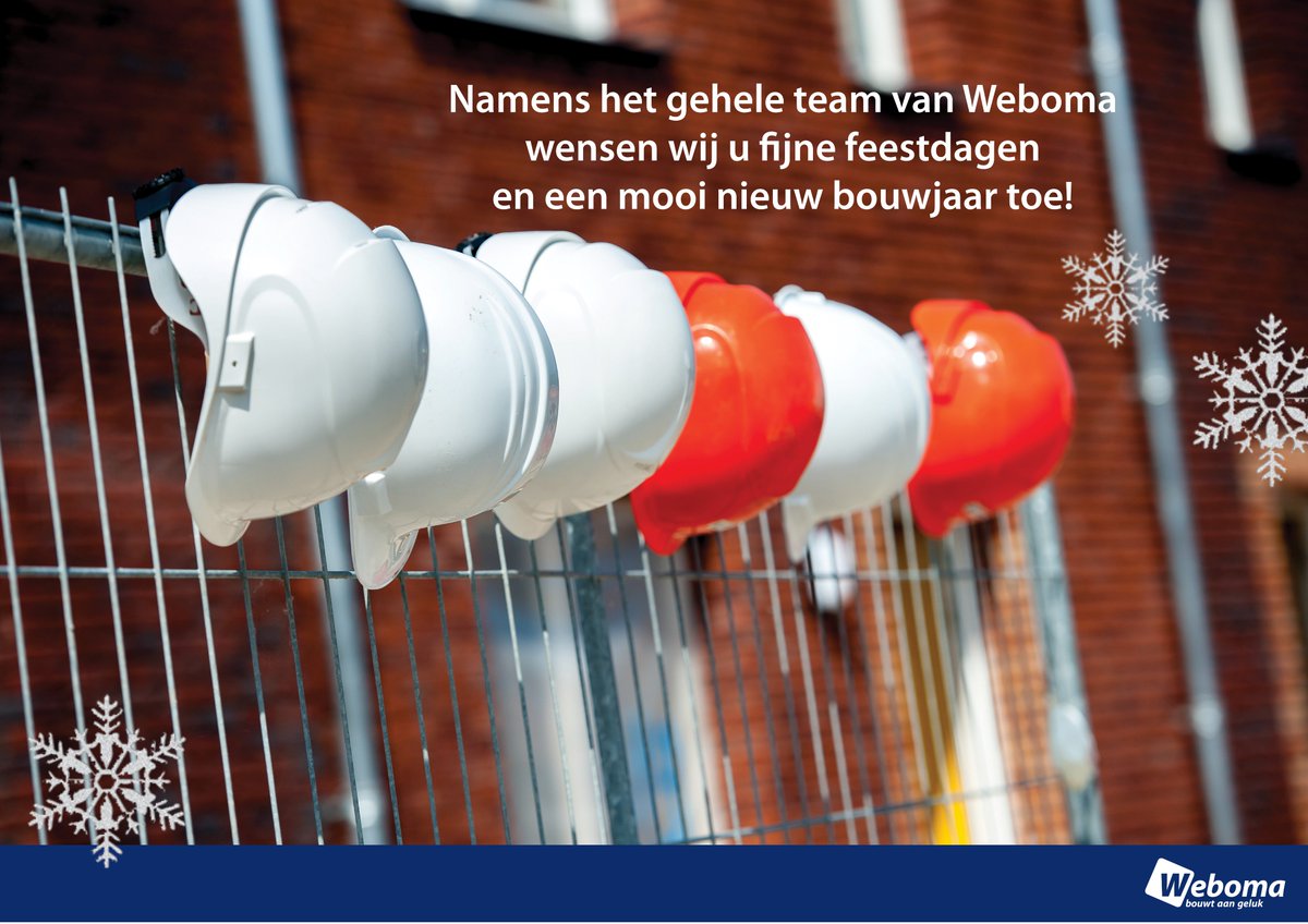 Weboma's tweet photo. Namens het gehele team van Weboma wensen wij u fijne feestdagen en een gelukkig nieuwjaar toe! Zoals vele andere bouwbedrijven zijn ook wij aankomende periode gesloten, vanaf 8 januari staan wij weer graag voor u klaar! 🎄⭐️ https://t.co/HSTqUikLUF