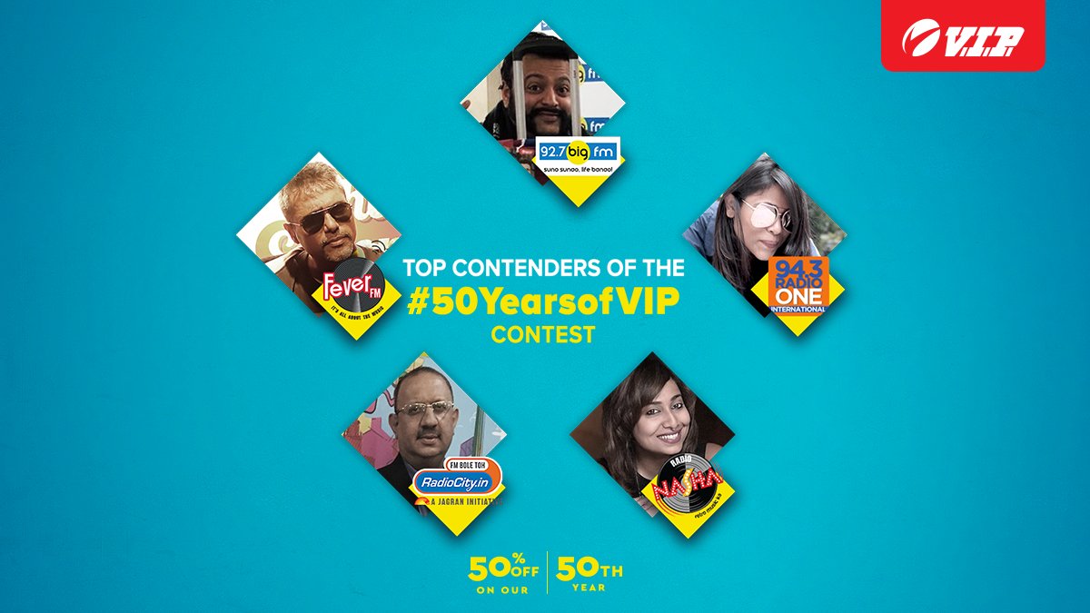 VIPBagsIndia's tweet photo. Is your favourite RJ leading this scoreboard? Only 3 days left for our #50YearsofVIP contest to end. Tag your friends & let them vote for your favourite RJ. You stand a chance to win amazing prizes from VIP Bags. #VipRJoftheRadioStation https://t.co/sR4hjO6PdJ