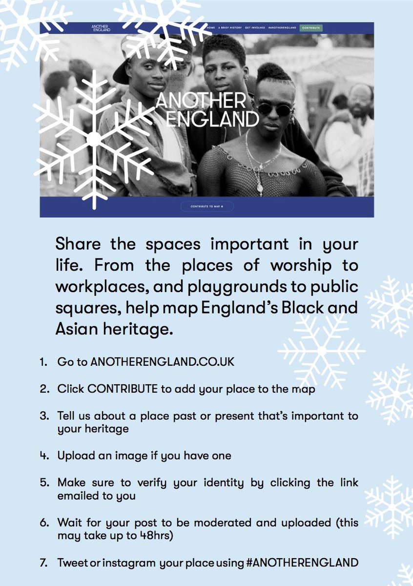 #AnotherEngland Season's Greetings! Help Map 100 Years of Our #Black & #Asian #Heritage! Over the #holidays, bring out the photo albums with family & friends, add your personal histories to the map at AnotherEngland.co.uk! Look out for next event on Sat 27 Jan @LeedsCityMuseum