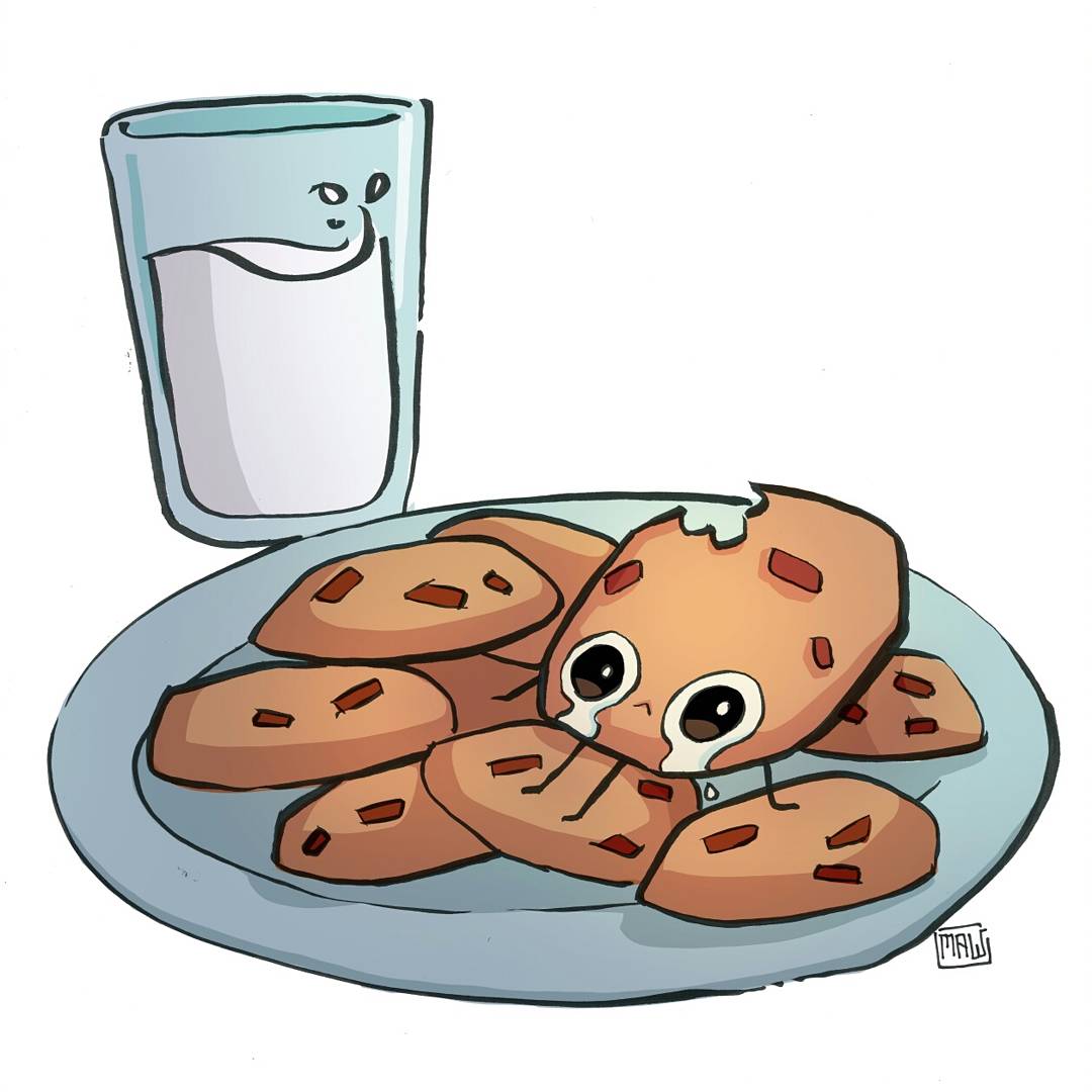 It was Christmas Eve SadCookie illustration cookies characterdesign nomnom delicious kidlit kidlitart kidlitillustration milk christmas
