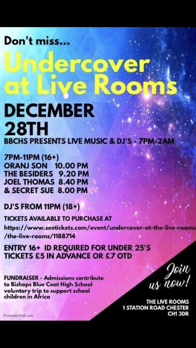 Oranj Son (@oranjson) on Twitter photo Oranj Son will be playing a fundraiser <a href="/the_liverooms/">The Live Rooms</a> Chester 28th Dec with great bands & DJ’s on the bill. Doors open 7pm. Come down & support a good cause. Tickets can be purchased now at seetickets.com/event/undercov… <a href="/Linford1878/">Kieran S. Linfor(d)</a> @linf_m <a href="/Joel_Thomas95/">Joel Thomas</a> @LukeDone Oranj Son will be playing a fundraiser <a href="/the_liverooms/">The Live Rooms</a> Chester 28th Dec with great bands & DJ’s on the bill. Doors open 7pm. Come down & support a good cause. Tickets can be purchased now at seetickets.com/event/undercov… <a href="/Linford1878/">Kieran S. Linfor(d)</a> @linf_m <a href="/Joel_Thomas95/">Joel Thomas</a> @LukeDone