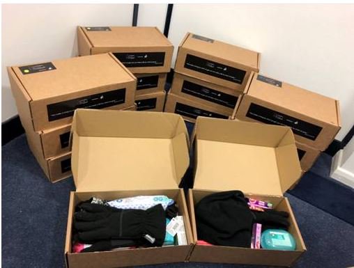 jcpsolicitors's tweet photo. Thank you to our Swansea office who donated generously to @TheUnumProject. Filling shoeboxes for the homeless with essentials. https://t.co/t6yFHioqaH