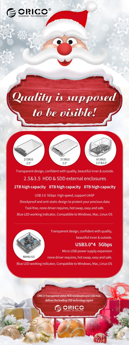 ORICO_nl's tweet photo. Merry Christmas!
Take look at the Orico transparent series!
#Orico #kerstcadeau https://t.co/xOZiqStbjR