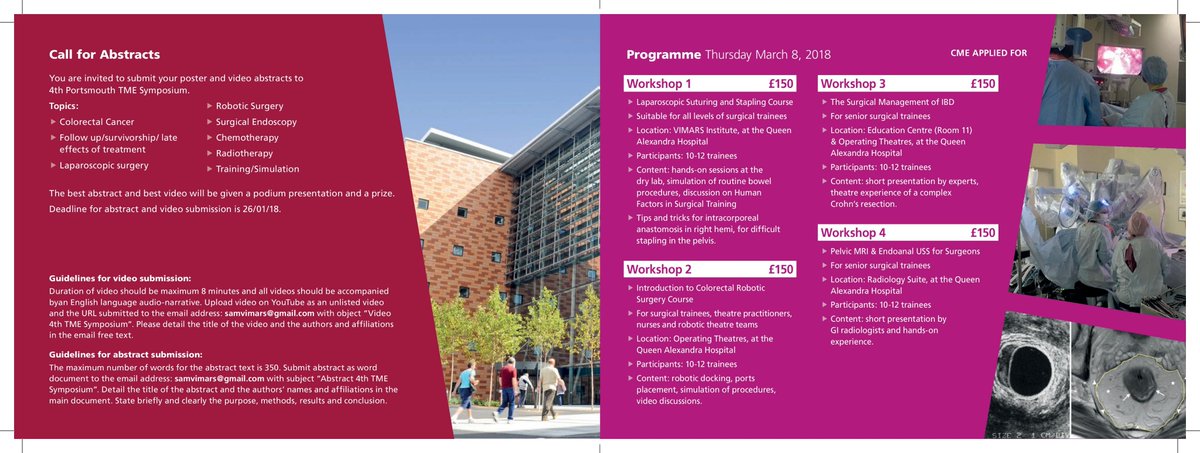 Dukes_Club's tweet photo. Queen Alexandra Hospital are holding the 4th Portsmouth TME Symposium and are inviting everyone to join. Dukes's Club member are offered a discount for the registration fees. Date 8-10 March. @ACPGBI @ASiTofficial #colorectalcancer https://t.co/jovORhVDq5