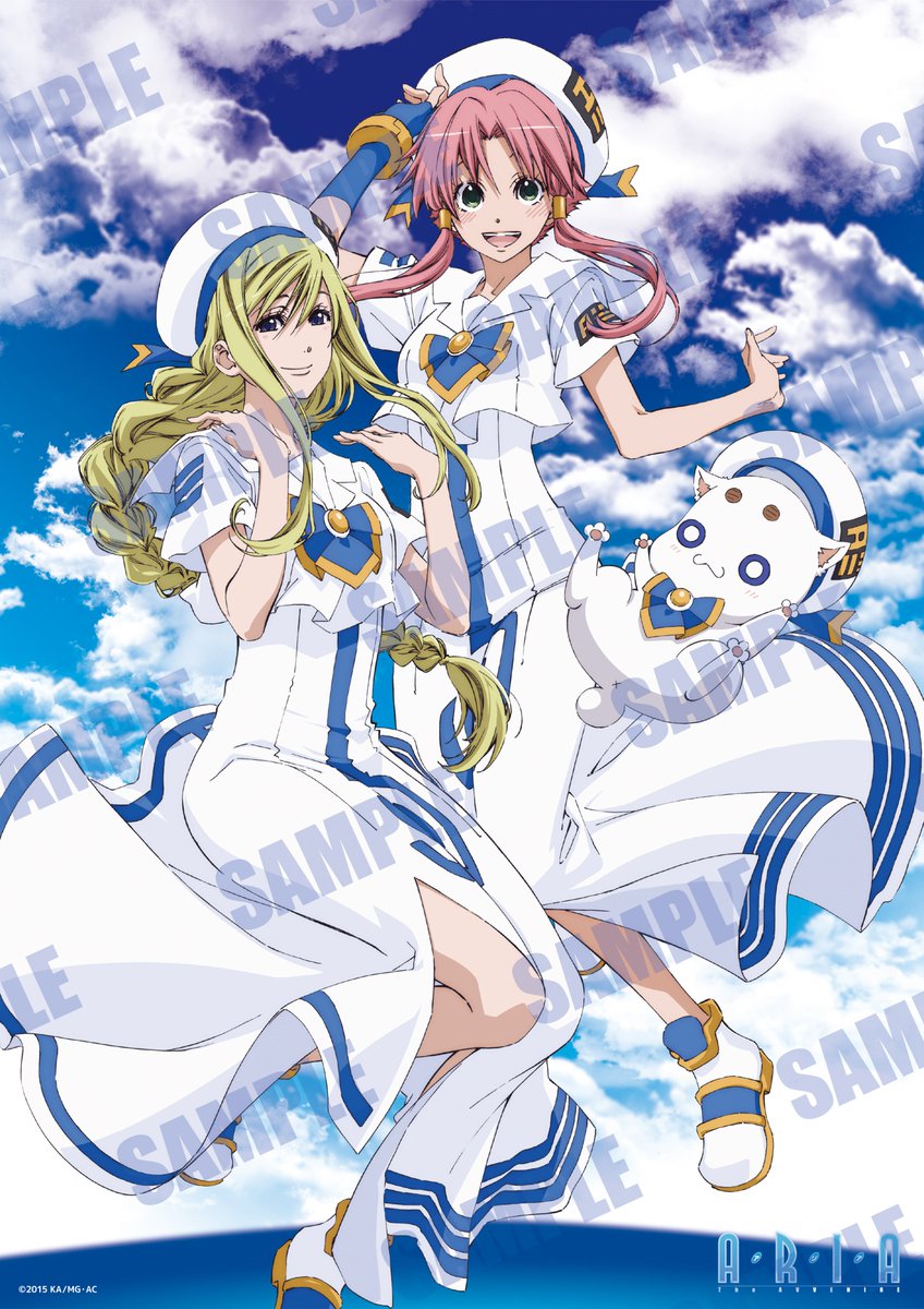 mizunashi akari aria company uniform short sleeves multiple girls white shirt 2girls shirt long dress  illustration images
