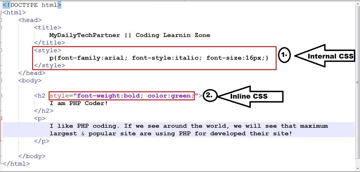 PHPcoder_Riju's tweet image. #Internal &amp;amp; Inline CSS Example ..