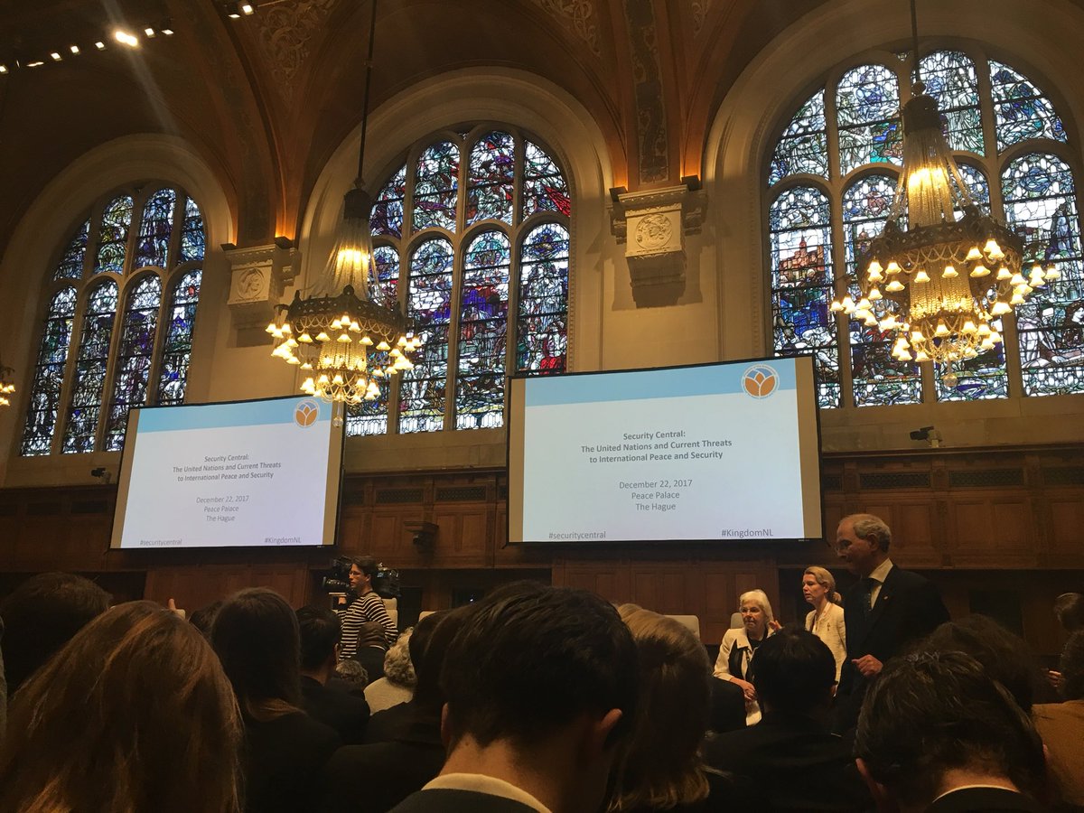 In het Vredespaleis in Den Haag, aanwezig bij de lancering van het Nederlandse lidmaatschap aan de #SecurityCouncil van de #UnitedNations. #securitycentral #kingdomNL #nopeacewithoutjustice
